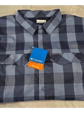 Columbia Omni-Shade Plaid Button Up Shirt Xl Am1282-452 Long Sleeve Blue Gray